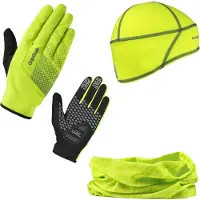 Gripgrab Hi-Vis Cycling Essentials Handschoenen + Nekband + Onderhelm Pak Fluoriserend Geel