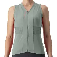 Castelli Anima 4 mouwloos fietsshirt groen Defender rood Persian voor dames, Maat XS