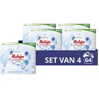 Robijn - Stralend Wit Wasmiddeldoekjes - 4 x 16 wasstrips - Voordeelverpakking