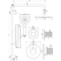 Brauer Carving Thermostatische Inbouw Doucheset - Hoofddouche 20cm - Gebogen Wandarm - 3 Standen Handdouche Rond - Met Glijstang - Geborsteld Koper - Kranen, Douchekranen, Douchesets, Inbouw