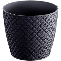Prosperplast plantenpot/bloempot - kunststof - antraciet - D22 x H19 cm - Plantenpotten