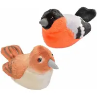 Wild republic Set van 2x stuks pluche vogels knuffels van 14 cm met geluid - Vogel knuffels