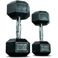 Matchu Sports Hexa dumbbell 15 kg - Zwart - 30000 - Rubber