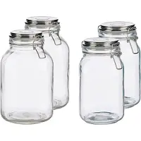 Vivalto Set van 4x stuks luxe keuken voorraadpotten met klepdeksel zilver 1500 ml en 3000 ml - Voorraadpot