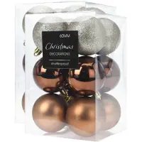 Merkloos 24x stuks kerstballen mix herfstkleuren kunststof 6 cm - Kerstbal