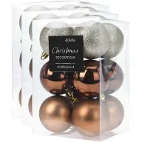 Merkloos 36x stuks kerstballen mix herfstkleuren kunststof 6 cm - Kerstbal
