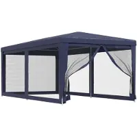 vidaXL Partytent met 6 mesh zijwanden 3x6 m HDPE blauw