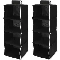 Bathroom Solutions 2x Stuks Hangende kast organizers - opvouwbaar - zwart - 84 cm - Campingkledingkasten