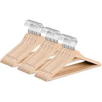 Wicotex Wicotex-Kledinghanger hout-kleerhanger, 30 stuks, met rok inkepingen en broekspijpen, draaibare haak, beige