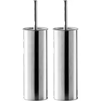 Zeller 2x Stuks WC/Toiletborstel houder RVS/edelstaal - D9 x 37 cm - Toiletborstels