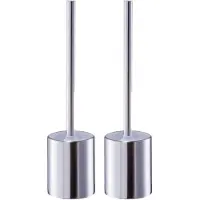 Zeller 2x Stuks WC/Toiletborstel houder RVS/edelstaal - zilver - D8 x 34 cm - Toiletborstels