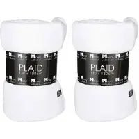 In the Mood 2x Stuks Fleece dekens/fleeceplaids parel wit 130 x 180 cm polyester - Plaids