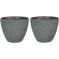 Ter Steege Bloempot/plantenpot - 2x - buiten - antraciet - D13/H12 cm - Plantenpotten