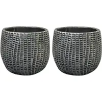 Ter Steege Bloempot/plantenpot - 2x - binnen - zwart/metaal - D15/H13 cm - Plantenpotten
