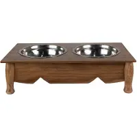Clayre & Eef Voerbak Hond 2x500 ml Bruin Hout Ijzer Rechthoek Voerbak Kat Bruin Voerbak Kat