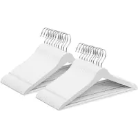 Wicotex - Kledinghanger hout - Kleerhangers, 20 stuks, met rok inkepingen en broekspijpen, draaibare haak, Wit