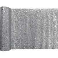 SANTEX Kerst tafelloper op rol - zilver glitter - 28 x 300 cm - polyester - Tafellakens