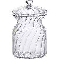 Clayre & Eef Voorraadpot Deksel Ø 9x15 cm Glas Rond Voorraadbus Transparant Voorraadbus