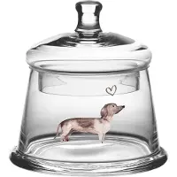 Clayre & Eef Voorraadpot Deksel Ø 12x13 cm Glas Rond Teckel Voorraadbus Transparant Voorraadbus