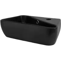LuxeBath wastafel, opzetwastafel, rechthoekig, 45x27x13 cm, zwart, van keramiek, met kraangat aan de rechterkant