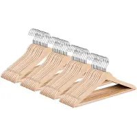 Wicotex Wicotex-Kledinghanger hout-kleerhanger, 40 stuks, met rok inkepingen en broekspijpen, draaibare haak, beige