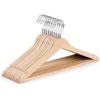 Wicotex Wicotex-Kledinghanger hout-kleerhanger, 10 stuks, met rok inkepingen en broekspijpen, draaibare haak, beige