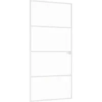vidaXL Binnendeur 93x201,5 cm gehard glas en aluminium smal wit