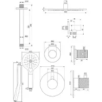 Brauer Carving Thermostatische Inbouw Doucheset - Hoofddouche 30cm - Plafondbuis - 3 Standen Handdouche Rond - Geborsteld Koper PVD - Messing - Kranen, Douchekranen, Douchesets, Inbouw douchesets