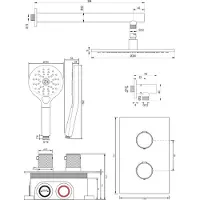 Brauer Edition Inbouwset Met 3-weg Thermostaat - Hoofddouche 30cm - Rechte Wandarm 40cm - Ronde 3-standen Handdouche - Wandaansluiting - Geborsteld - Kranen, Douchekranen, Douchesets, Inbouw