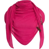 Knit Factory Lola Gebreide Omslagdoek - Driehoek Sjaal Dames - Katoenen sjaal - Luchtige Sjaal voor de lente, zomer en herfst - Stola - Fuchsia - 190x85 cm - Inclusief sierspeld