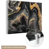 MuchoWow Glasschilderij 40x30 cm - Schilderij acrylglas - Marmer - Acryl - Goud - Luxe - Abstract - Foto op glas - Schilderijen