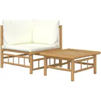 vidaXL 2-delige Loungeset met kussens bamboe crèmewit