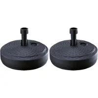 Prosperplast 3x Stuks ronde rotan kunststof parasolvoeten antraciet 10 liter - diameter 39 cm