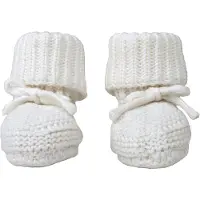 Mistrall gebreide baby slofjes wit Jongens/Meisjes Katoen Effen - maat 0-6 mnd