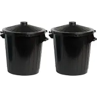 COSY&TRENDY Cosy & Trendy Wasmand met deksel - 2x - 50 liter - zwart - 55 x 49 x 58 cm