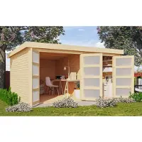 Karibu tuinhuis, tuinhuis, 2-kamerhuis, model Mühlentrup 3, in natuurlijke staat, afmetingen 404x332,5x212 cm