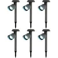 Lumineo 6x stuks solar prikspots/tuinspots - metaal - zwart - H26 cm - Prikspotjes