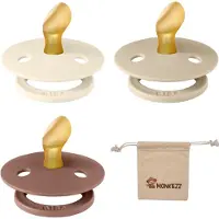 BIBS Dental fopspenen Anatomical 6-18 maanden- Set 3 stuks- Ivory, Vanilla, Woodchuck - + Monkiezz speenzakje - orthodontisch- Anatomisch- Maat 2