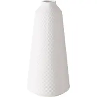 Boltze Moderne witte conische vaas van keramiek met wafelstructuur