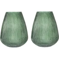 Excellent houseware glazen vaas / bloemen vazen - 2 st - groen - 25 x 37 cm