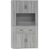 vidaXL Hoge kast bewerkt hout grijs sonoma eikenkleurig