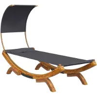 vidaXL Loungebed met luifel 100x200x126 cm gebogen hout antracietkleur