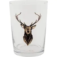 Clayre & Eef Waterglas 400 ml Bruin Glas Rendier Drinkbeker Bruin Drinkbeker