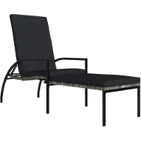 vidaXL Ligbed met voetensteun polyetheen rattan grijs
