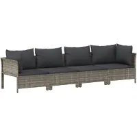 vidaXL 4-delige tuinloungeset met kussens grijs poly rattan