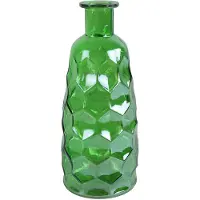 Countryfield Art Deco bloemenvaas - groen transparant - glas - fles vorm - D12 x H30 cm - Vazen