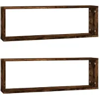 vidaXL Wandschappen kubus 2 st 80x15x26,5 cm hout gerookt eikenkleurig