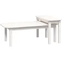 vidaXL 2-delige Salontafelset massief grenenhout wit