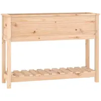 vidaXL Plantenbak met schap 111,5x34,5x81 cm massief grenenhout