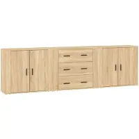 vidaXL Dressoirs 3 st bewerkt hout sonoma eiken